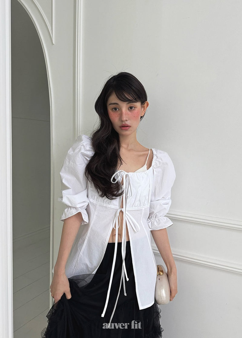 Auver_Fit - Korean Women Fashion - #romanticstyle - Square Off-Shoulder Blouse - 3