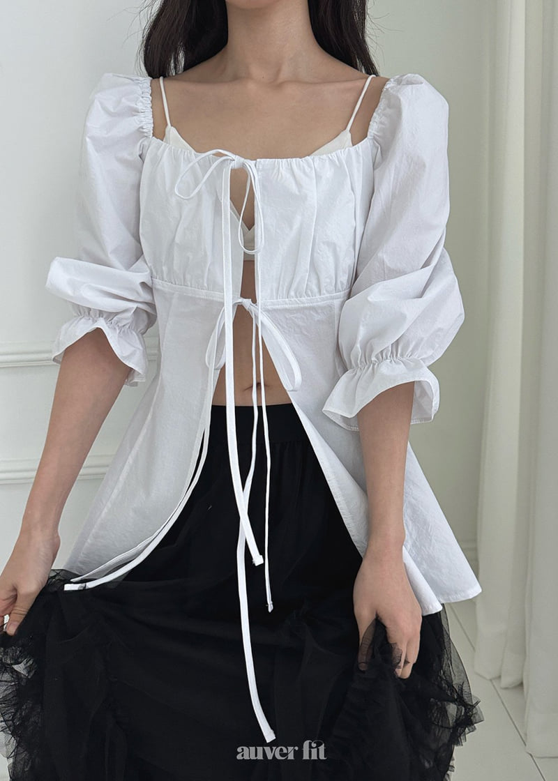 Auver_Fit - Korean Women Fashion - #romanticstyle - Square Off-Shoulder Blouse - 4