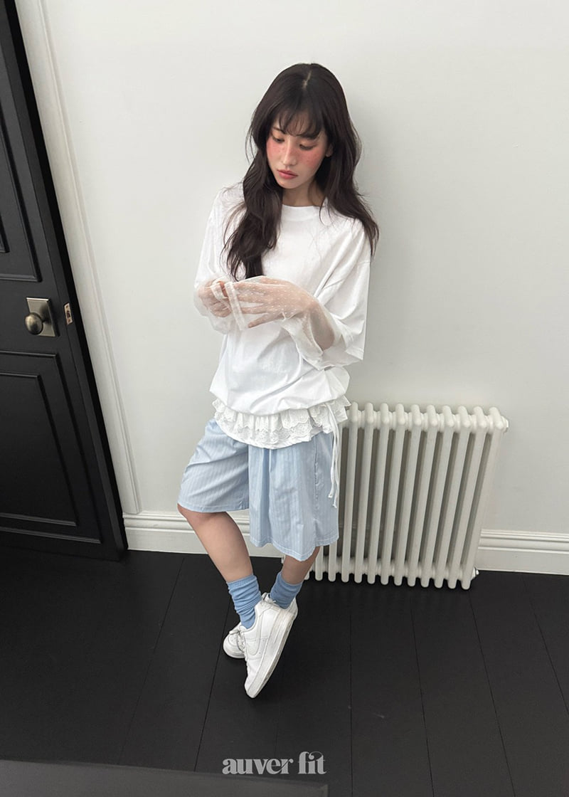Auver_Fit - Korean Women Fashion - #thatsdarling - Dot Layered Mesh Tee - 8
