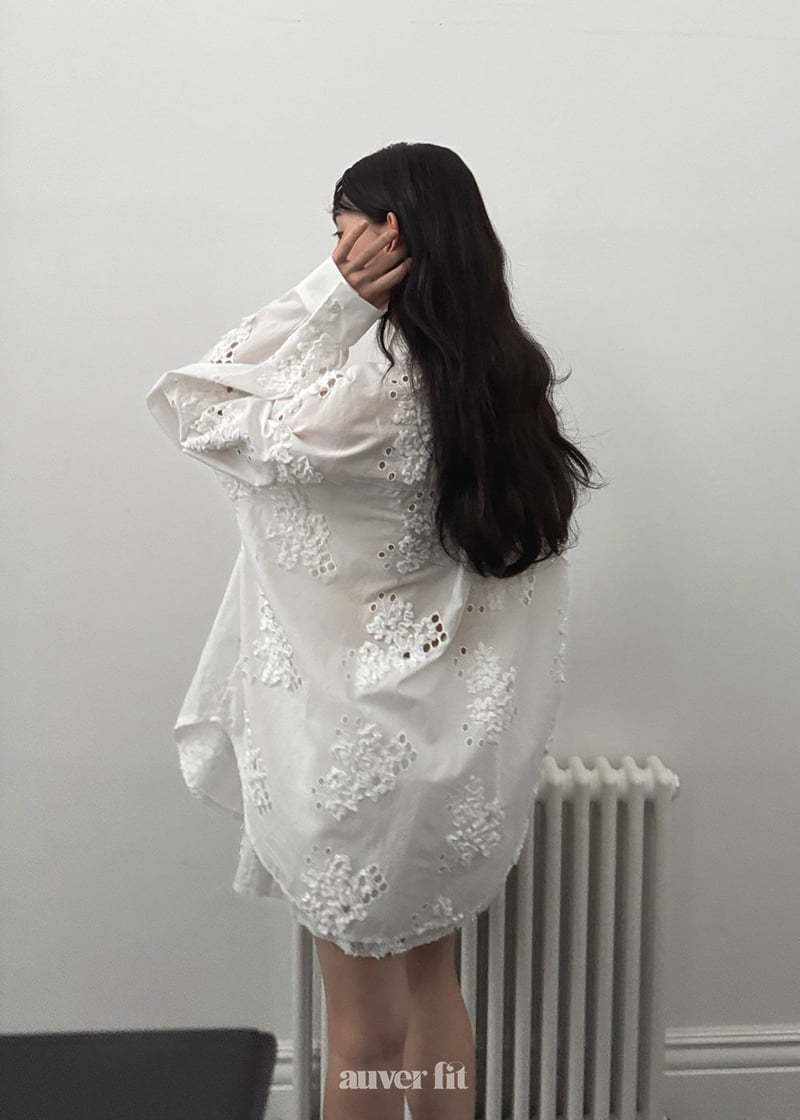 Auver_Fit - Korean Women Fashion - #thatsdarling - Double Embroidered Punched Shirt - 3