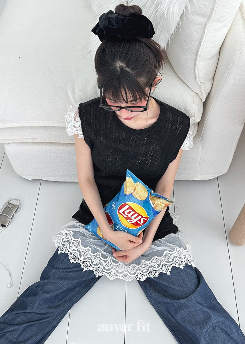 Auver_Fit - Korean Women Fashion - #thelittlethings - Eyelet Knit Sleeveless - 2