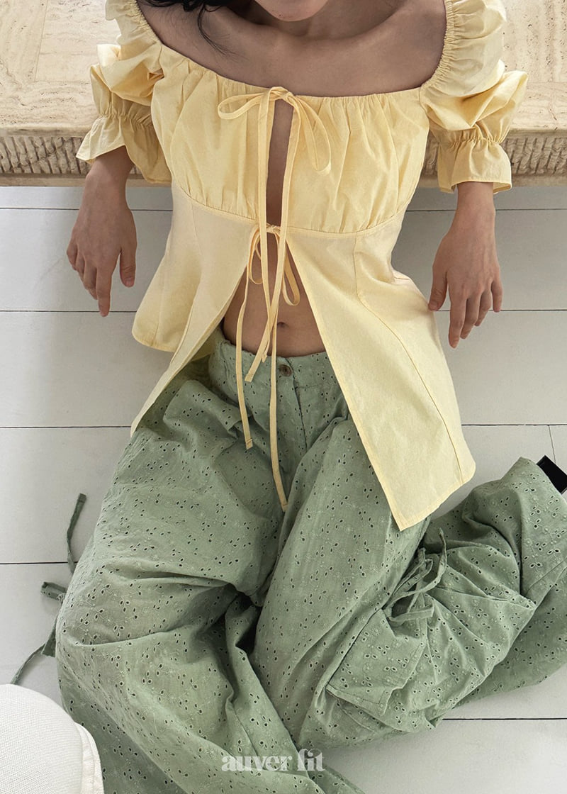 Auver_Fit - Korean Women Fashion - #womensfashion - Square Off-Shoulder Blouse - 10