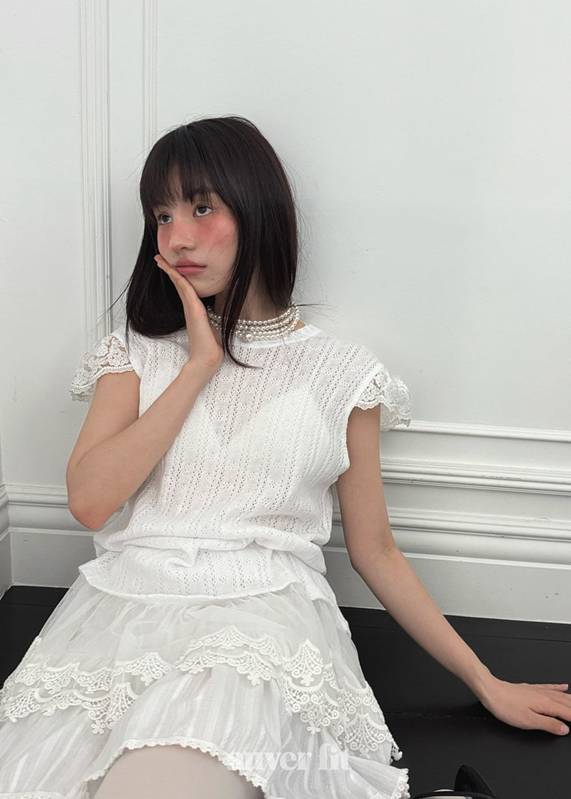 Auver_Fit - Korean Women Fashion - #womensfashion - Eyelet Knit Sleeveless - 10