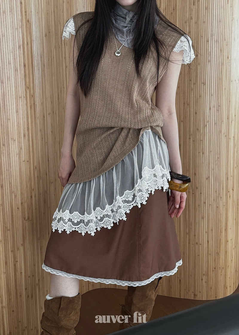 Auver_Fit - Korean Women Fashion - #womensfashion - Eyelet Knit Sleeveless - 8
