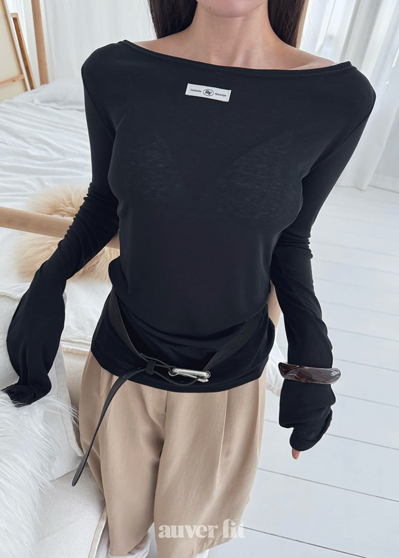 Auver_Fit - Korean Women Fashion - #womensfashion - Sheer Boat Neck Tee - 3
