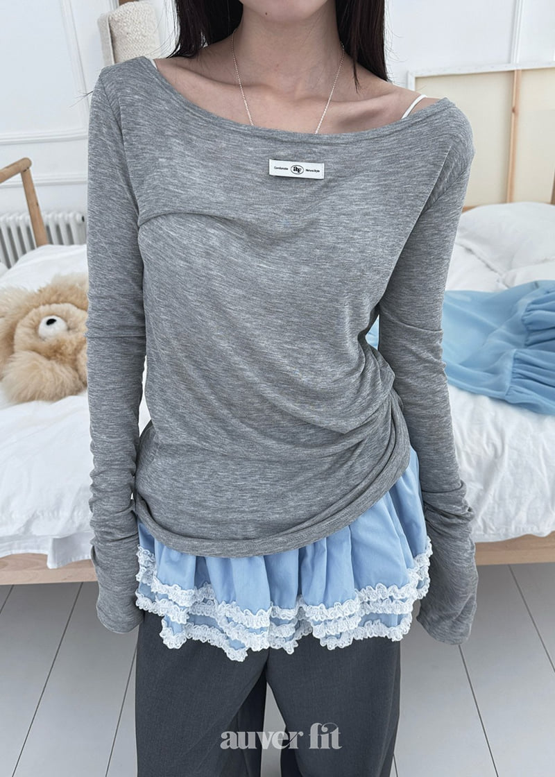 Auver_Fit - Korean Women Fashion - #womensfashion - Sheer Boat Neck Tee - 7
