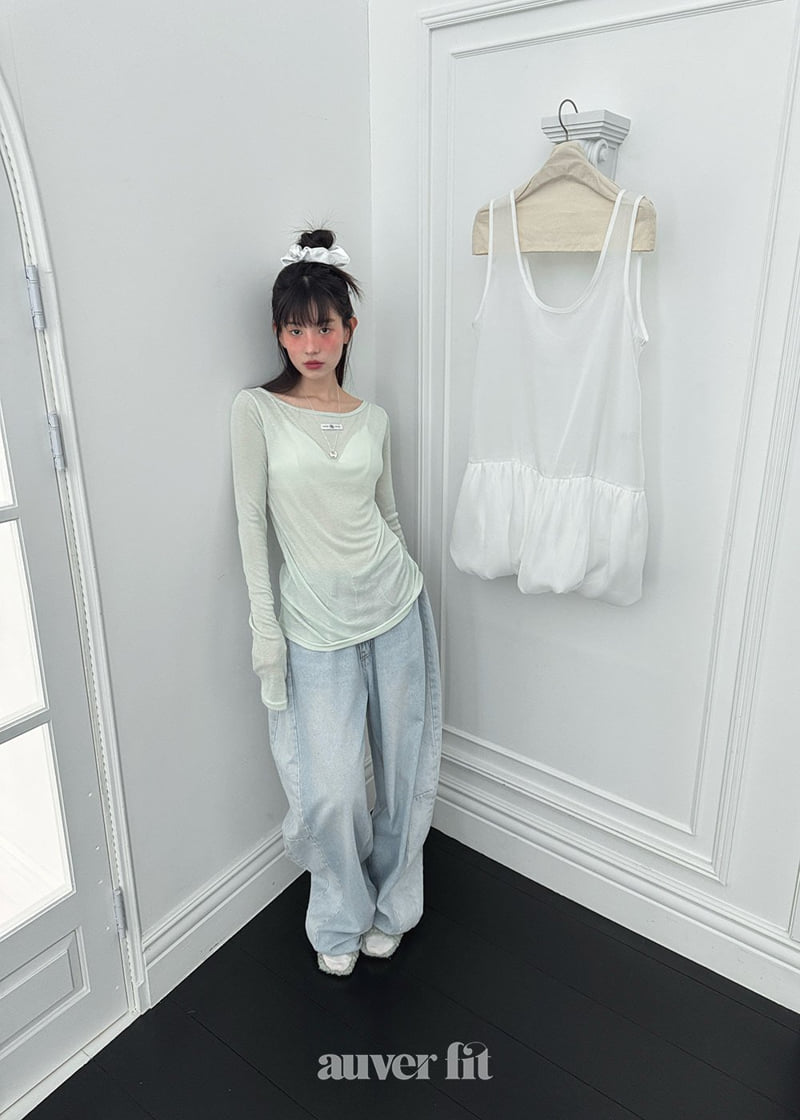 Auver_Fit - Korean Women Fashion - #womensfashion - Organza Balloon Shawl Dress - 6