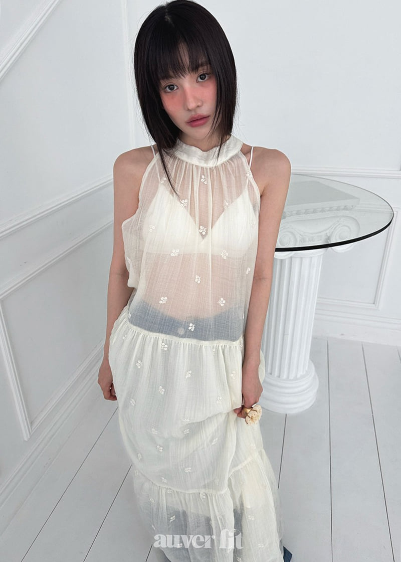 Auver_Fit - Korean Women Fashion - #womensfashion - Rose Halter Long Dress - 3