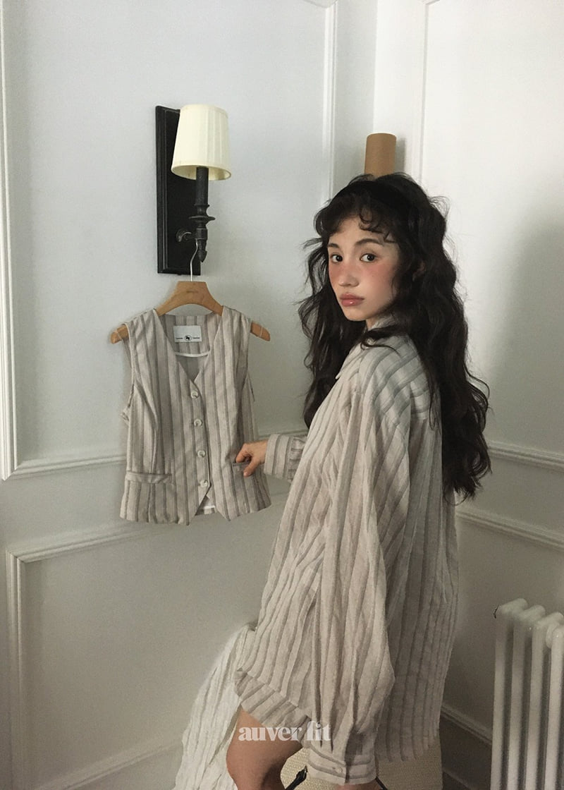 Auver_Fit - Korean Women Fashion - #womensfashion - Striped Normal Shirt - 11