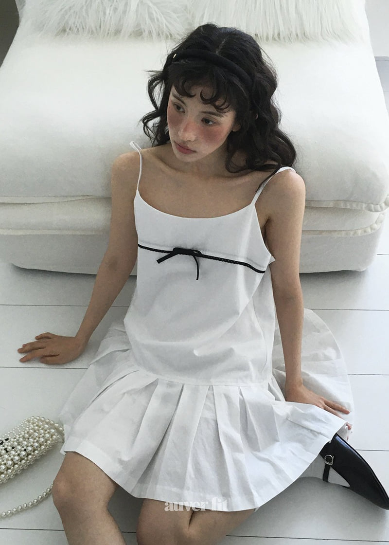 Auver_Fit - Korean Women Fashion - #momslook - Ribbon Pleated Sleeveless - 4