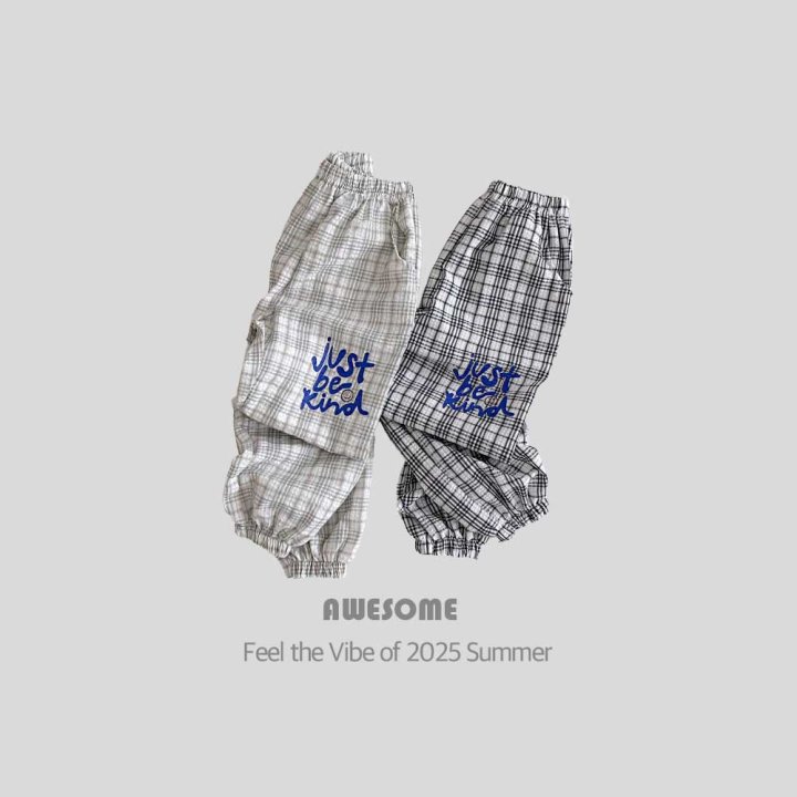 Awesome Bebe - Korean Children Fashion - #todddlerfashion - Check Summer Jogger Pants - 9