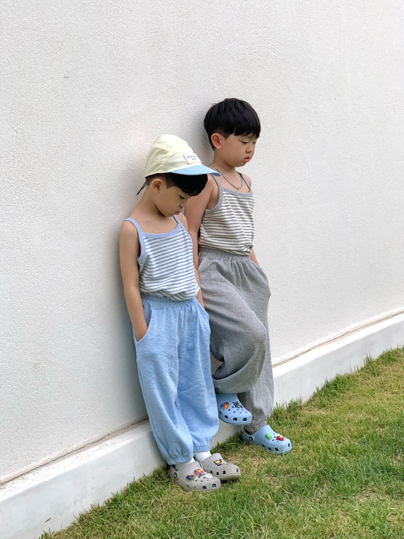 Bailey - Korean Children Fashion - #designkidswear - Terry Stripe Sleeveless Tee