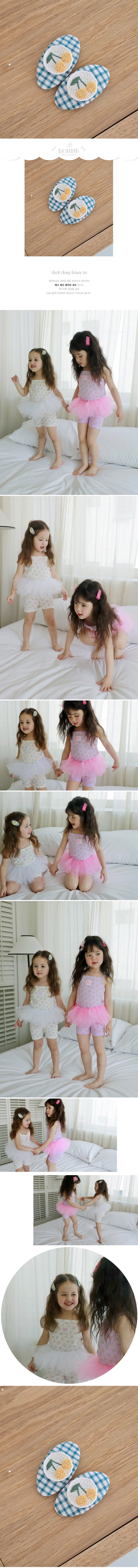 Bonne - Korean Children Fashion - #discoveringself - Check Cherry Hair Pin Set