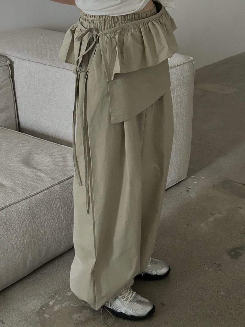 Buckle - Korean Women Fashion - #momslook - Mini Frill Wrap Wide Pants - 11