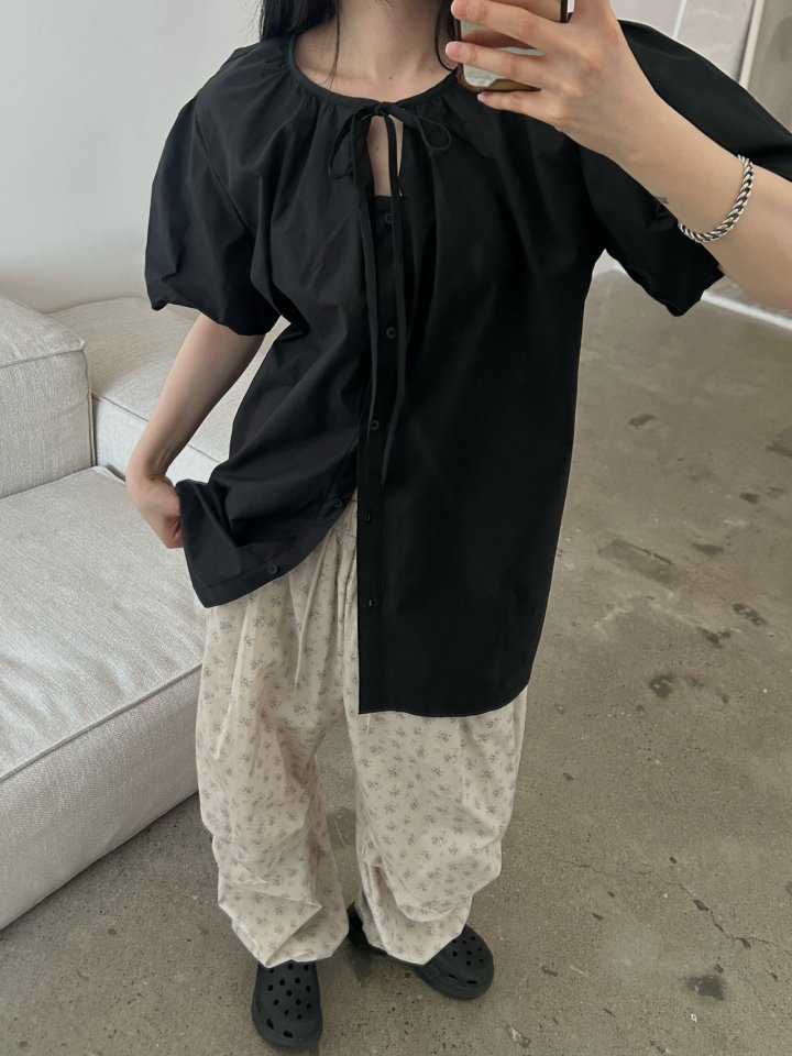 Buckle - Korean Women Fashion - #pursuepretty - Opening Puff Blouse - 5