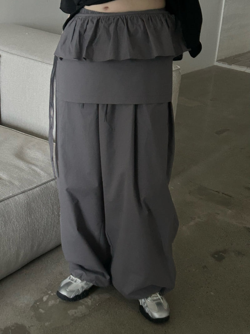 Buckle - Korean Women Fashion - #pursuepretty - Mini Frill Wrap Wide Pants - 3