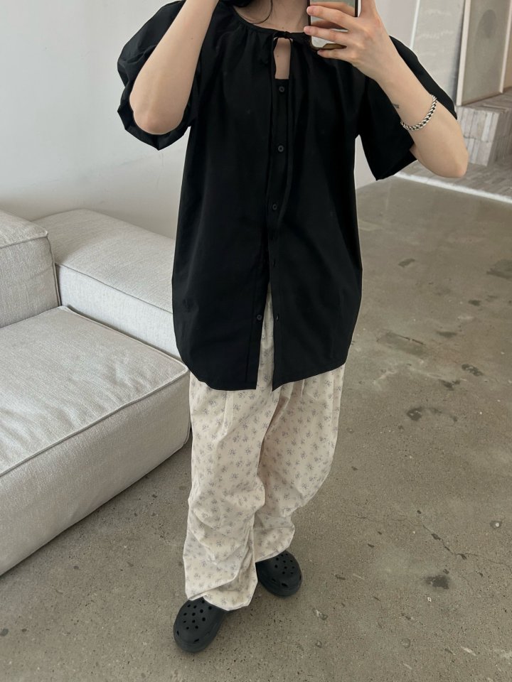 Buckle - Korean Women Fashion - #restrostyle - Opening Puff Blouse - 6