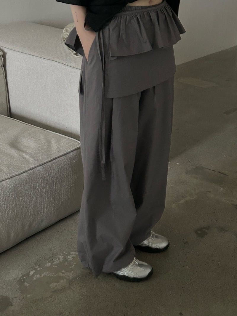 Buckle - Korean Women Fashion - #pursuepretty - Mini Frill Wrap Wide Pants - 4
