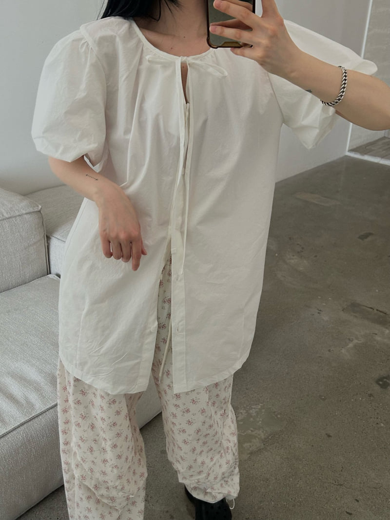 Buckle - Korean Women Fashion - #womensfashion - Opening Puff Blouse - 12