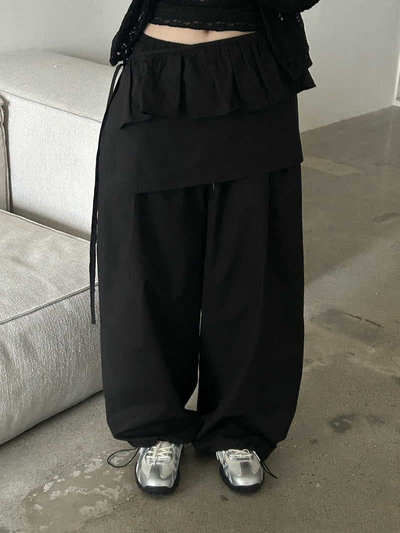 Buckle - Korean Women Fashion - #womensfashion - Mini Frill Wrap Wide Pants - 12