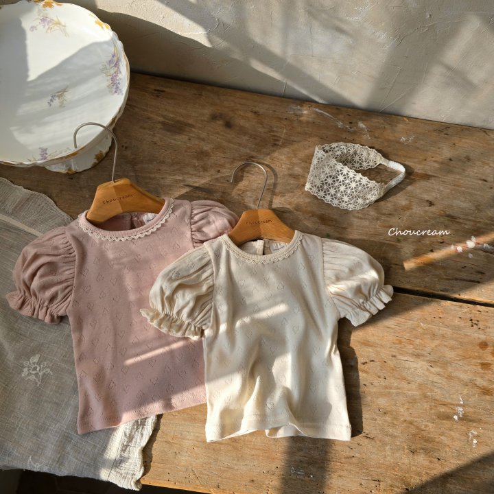 Choucream - Korean Baby Fashion - #babyboutique - Eyelet Puff Tee - 3