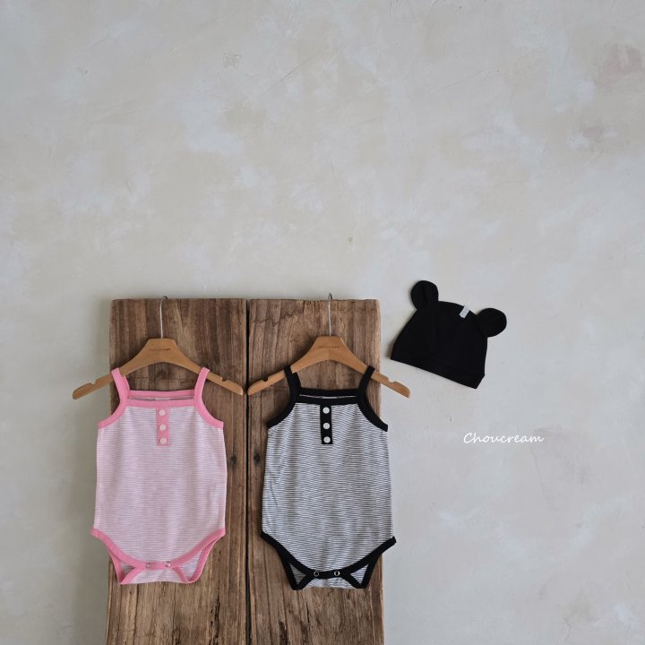 Choucream - Korean Baby Fashion - #babyboutique - Striped Sleeveless Suit