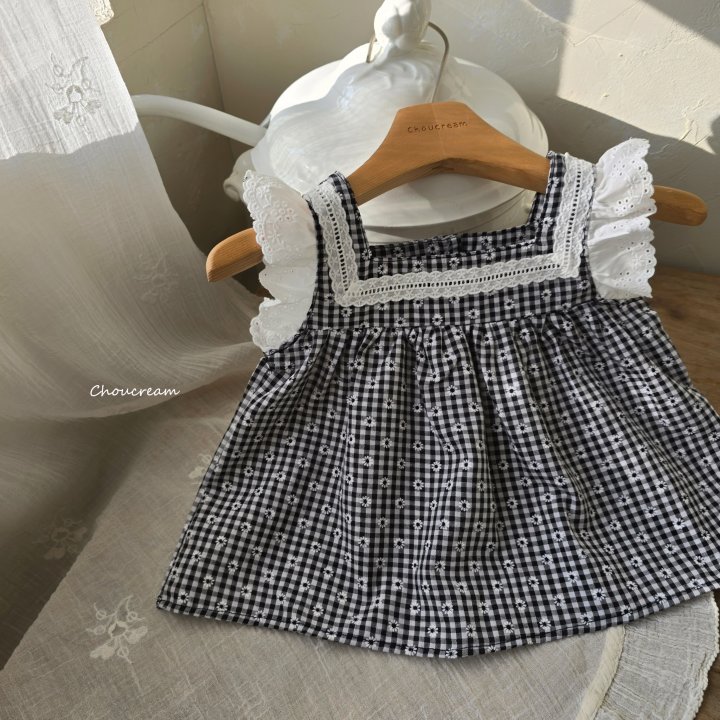 Choucream - Korean Baby Fashion - #babyboutique - Check Lace Set (Blouse + Bloomer Set) - 6