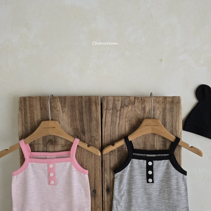 Choucream - Korean Baby Fashion - #babyboutiqueclothing - Striped Sleeveless Suit - 2
