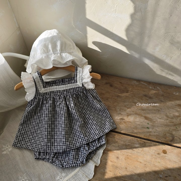 Choucream - Korean Baby Fashion - #babyboutiqueclothing - Check Lace Set (Blouse + Bloomer Set) - 7