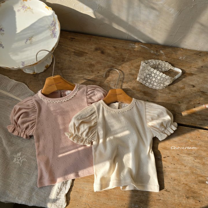 Choucream - Korean Baby Fashion - #babyclothing - Eyelet Puff Tee - 5