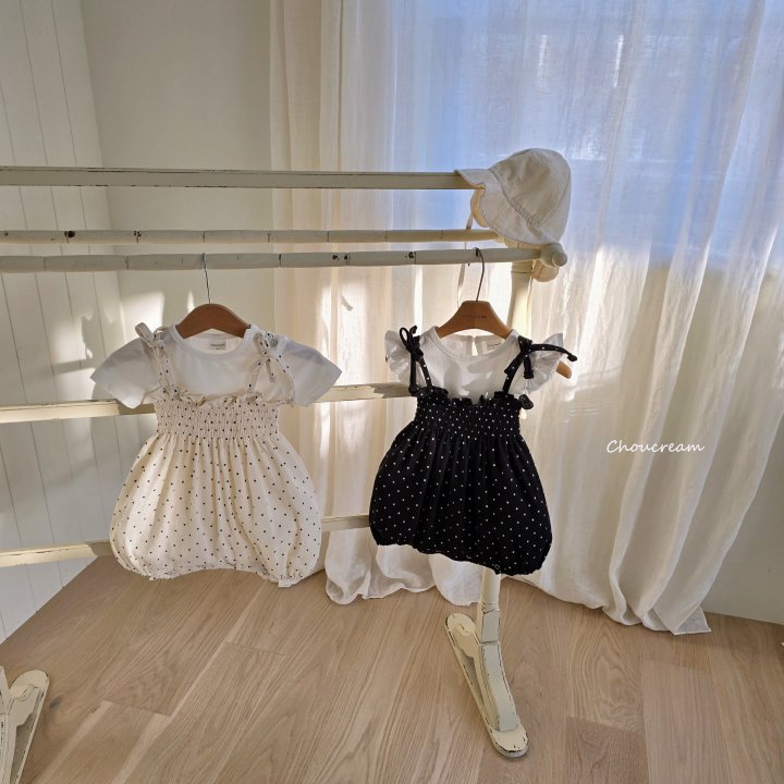 Choucream - Korean Baby Fashion - #babyboutiqueclothing - Dot Shirred Suit - 4