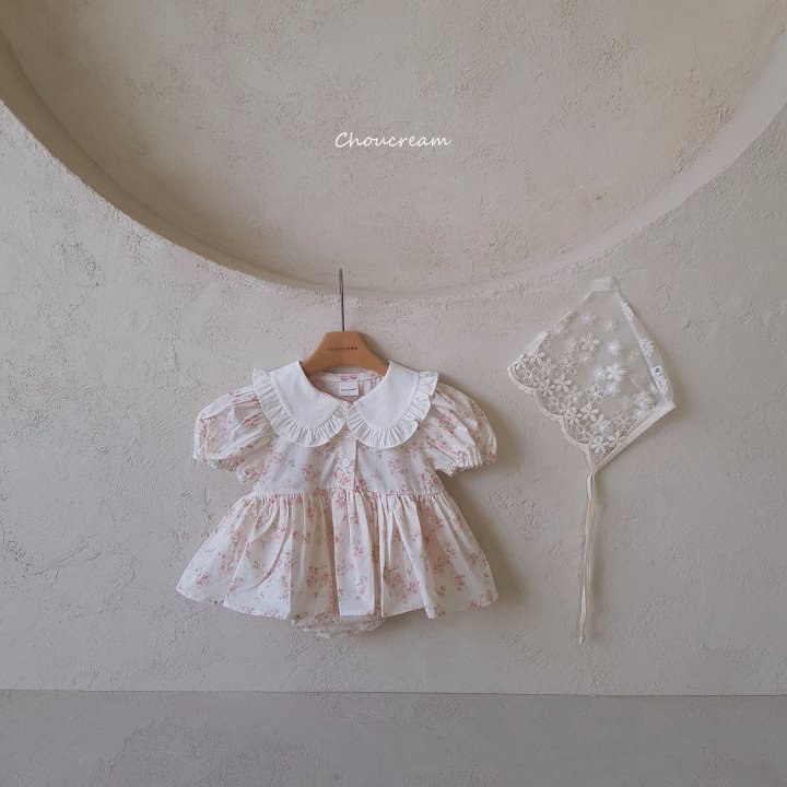 Choucream - Korean Baby Fashion - #babyclothing - Rose Collar Dress Suit