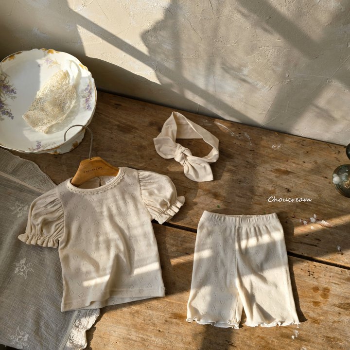 Choucream - Korean Baby Fashion - #babyfashion - Eyelet Puff Tee - 6