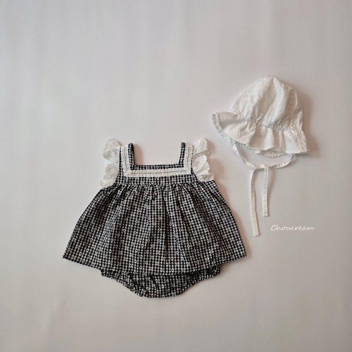 Choucream - Korean Baby Fashion - #babyfashion - Check Lace Set (Blouse + Bloomer Set) - 9