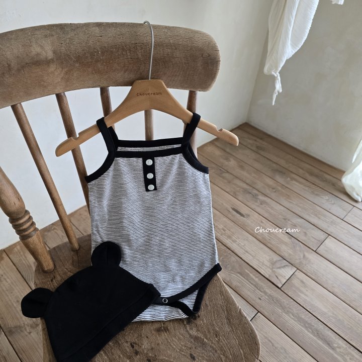 Choucream - Korean Baby Fashion - #babyfever - Striped Sleeveless Suit - 5