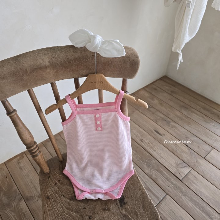 Choucream - Korean Baby Fashion - #babygirlfashion - Striped Sleeveless Suit - 6