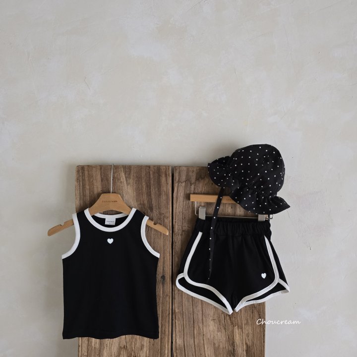 Choucream - Korean Baby Fashion - #babyfever - Heart Sleeveless Top Bottom Set - 4