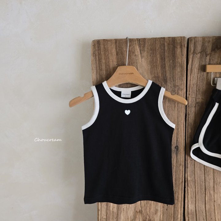 Choucream - Korean Baby Fashion - #babylifestyle - Heart Sleeveless Top Bottom Set - 5