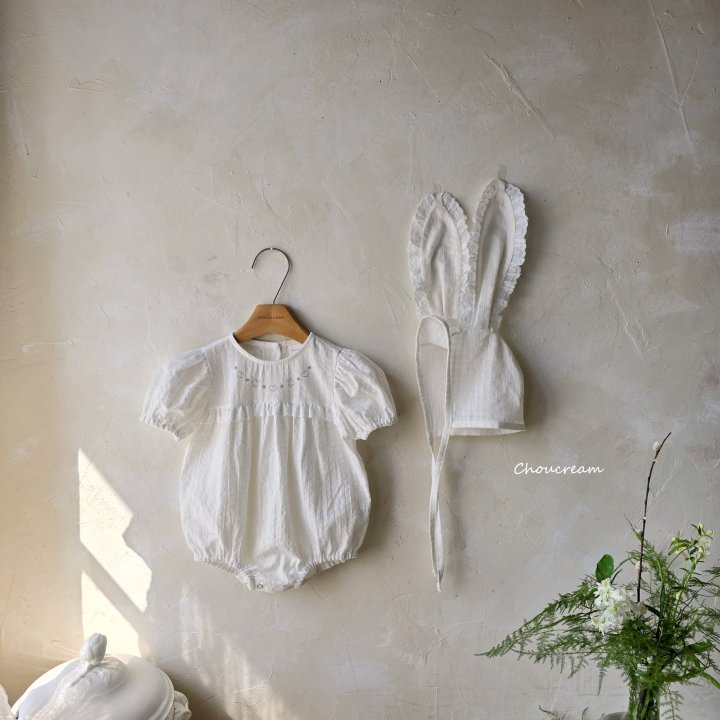 Choucream - Korean Baby Fashion - #babyootd - Heart Rabbit Suit (with Bonnet Set) - 8