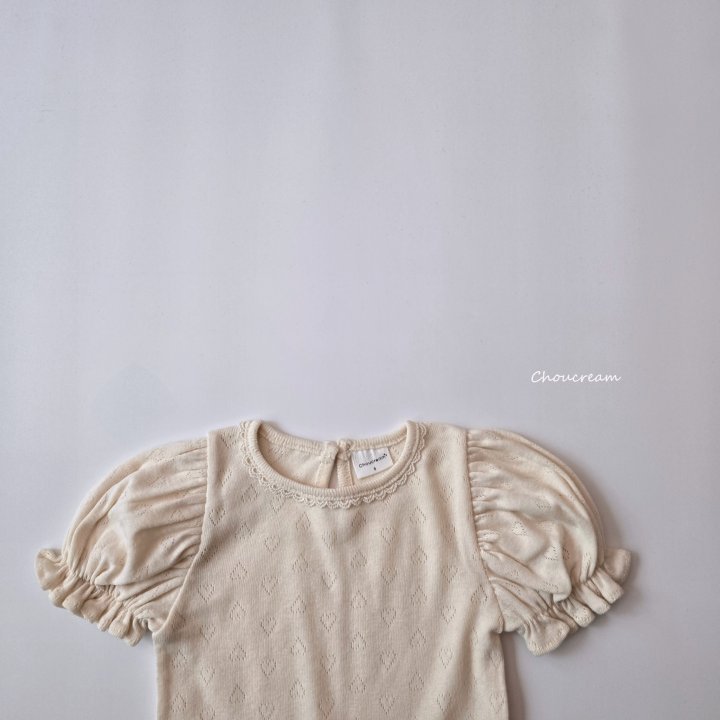 Choucream - Korean Baby Fashion - #babyoutfit - Eyelet Puff Tee - 12