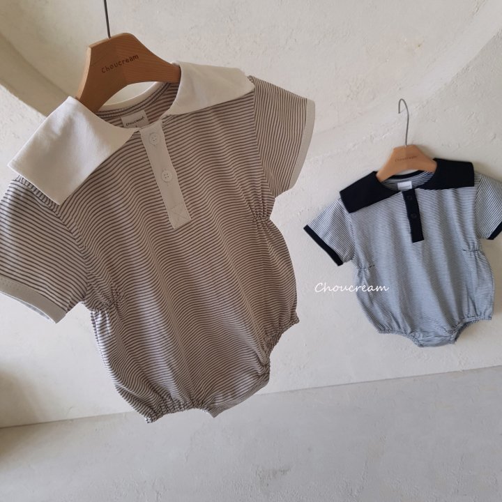 Choucream - Korean Baby Fashion - #babyoutfit - Striped Sailor Suit - 8
