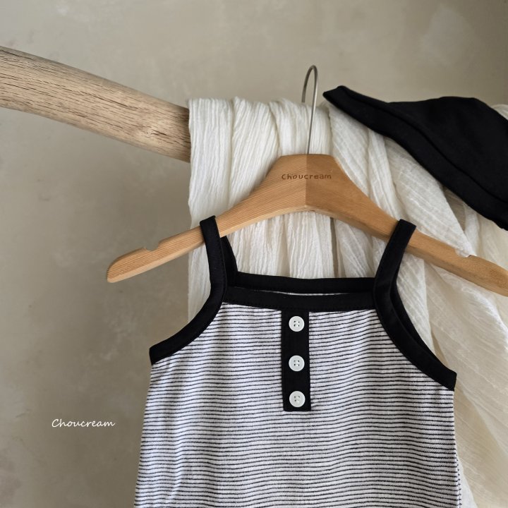 Choucream - Korean Baby Fashion - #babyoutfit - Striped Sleeveless Suit - 11