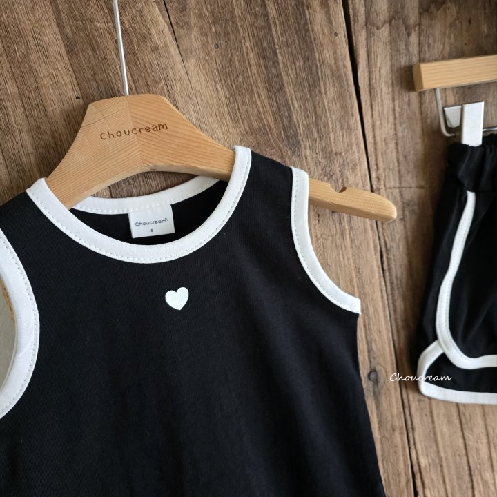 Choucream - Korean Baby Fashion - #babyoutfit - Heart Sleeveless Top Bottom Set - 8
