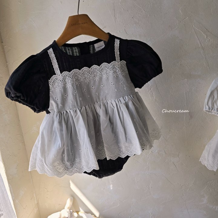 Choucream - Korean Baby Fashion - #babyoutfit - Lace Bustier Suit - 6