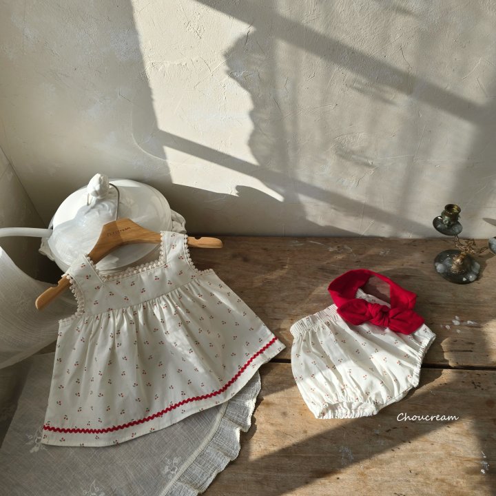 Choucream - Korean Baby Fashion - #babyoutfit - Mini Cherry Set (Blouse + Bloomer Set) - 2