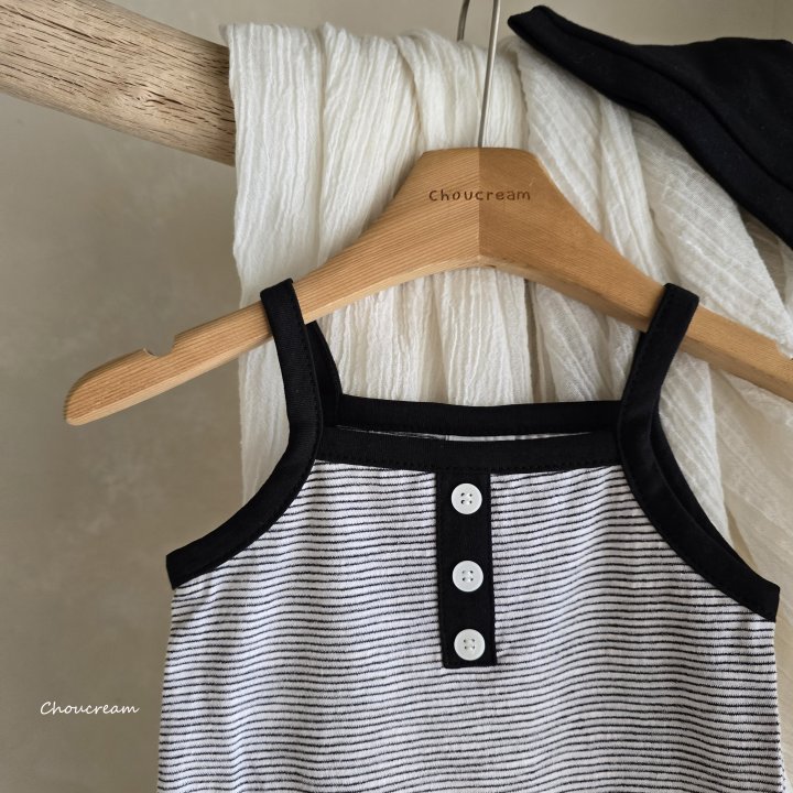 Choucream - Korean Baby Fashion - #babywear - Striped Sleeveless Suit - 12