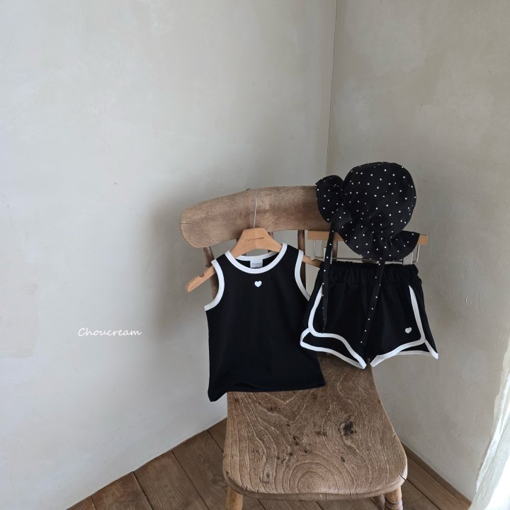 Choucream - Korean Baby Fashion - #babywear - Heart Sleeveless Top Bottom Set - 10