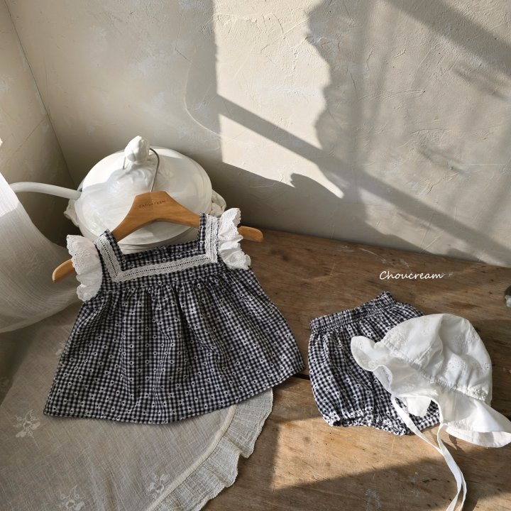 Choucream - Korean Baby Fashion - #babywear - Check Lace Set (Blouse + Bloomer Set) - 2