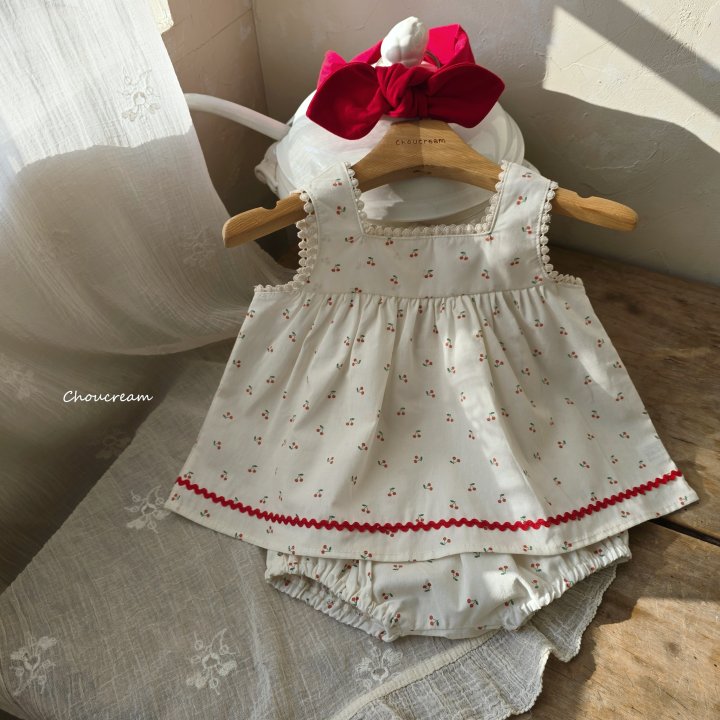 Choucream - Korean Baby Fashion - #babywear - Mini Cherry Set (Blouse + Bloomer Set) - 4