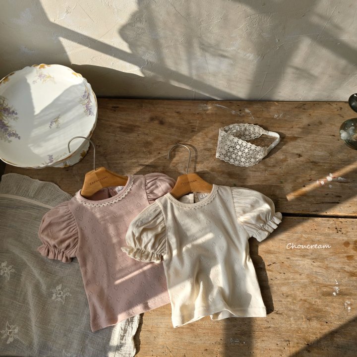 Choucream - Korean Baby Fashion - #onlinebabyshop - Eyelet Puff Tee